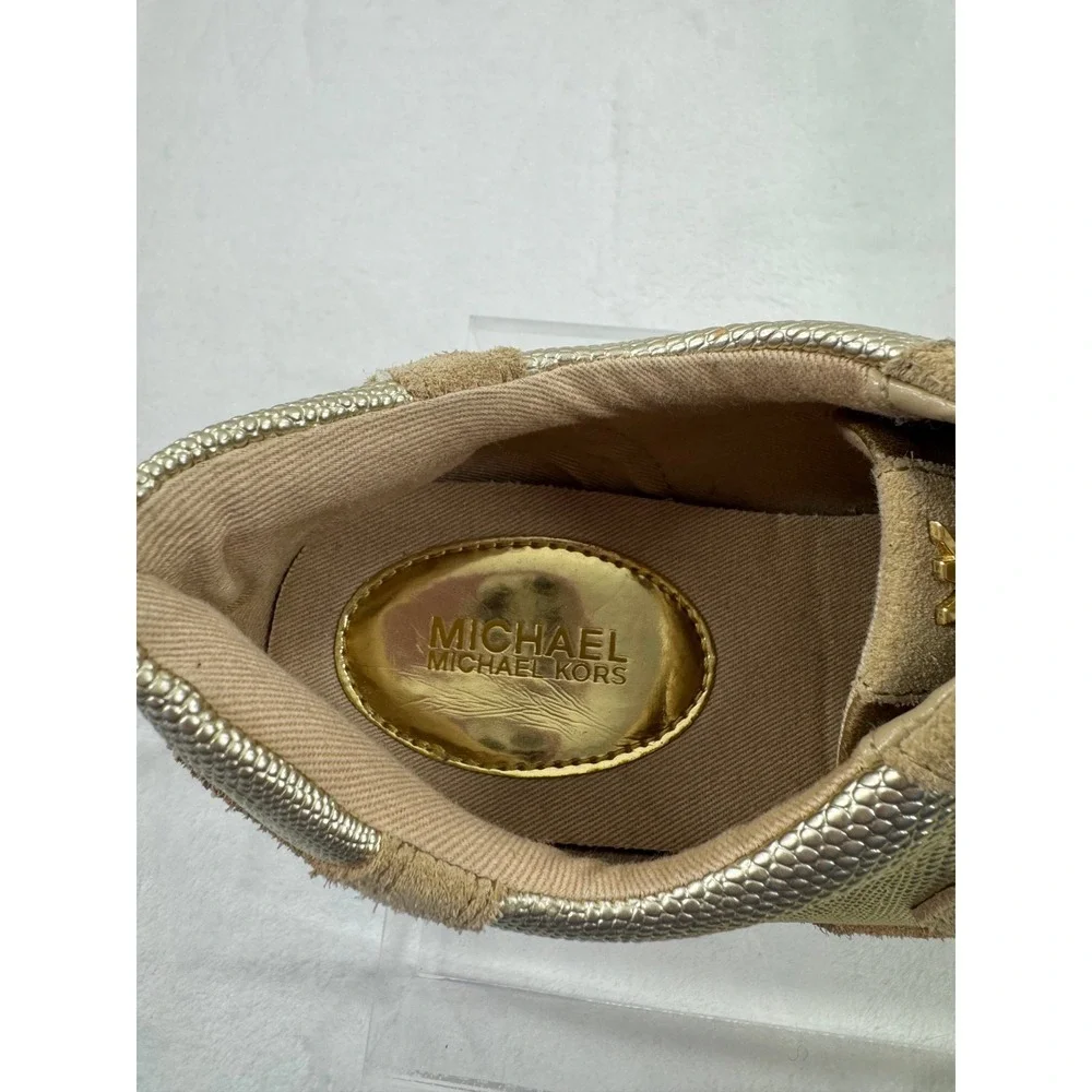 Michael Kors Stanton Trainer Sneakers Women's 6.5M Metallic Gold Lace Up Low Top